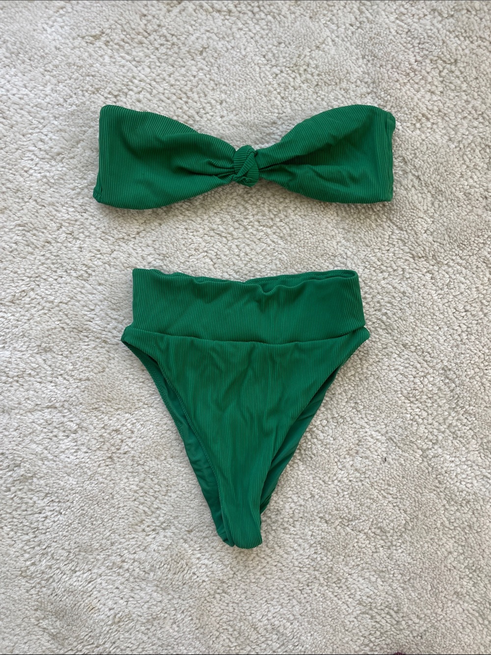 aerie Green Ribbed Bandeau Bikini Set